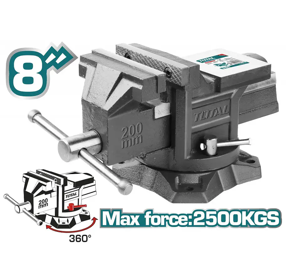 Tornillo De Banco Mecanico Base Giratoria 8 Pulgadas Total 2