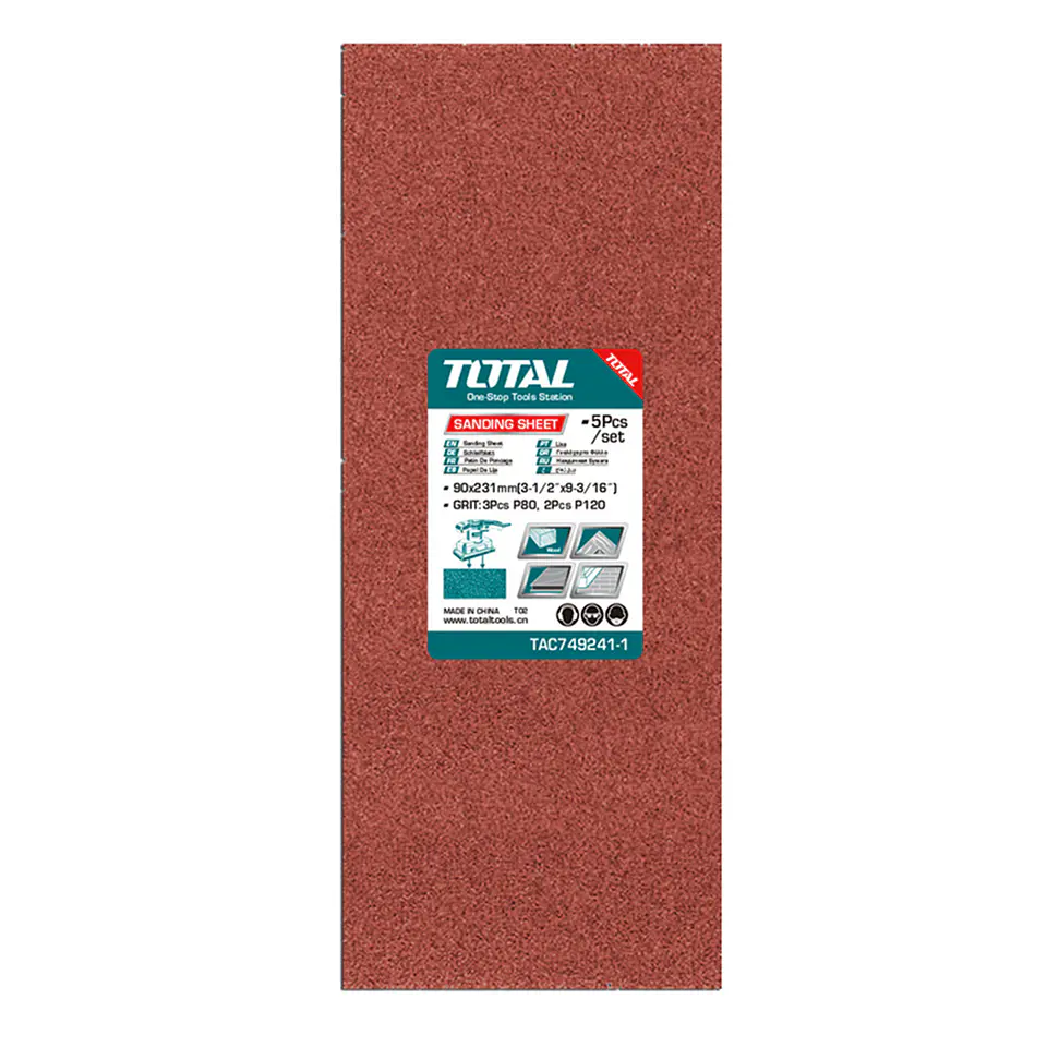 5 Hojas De Lija Para Pulir 90x231mm Grano Variado Total  1