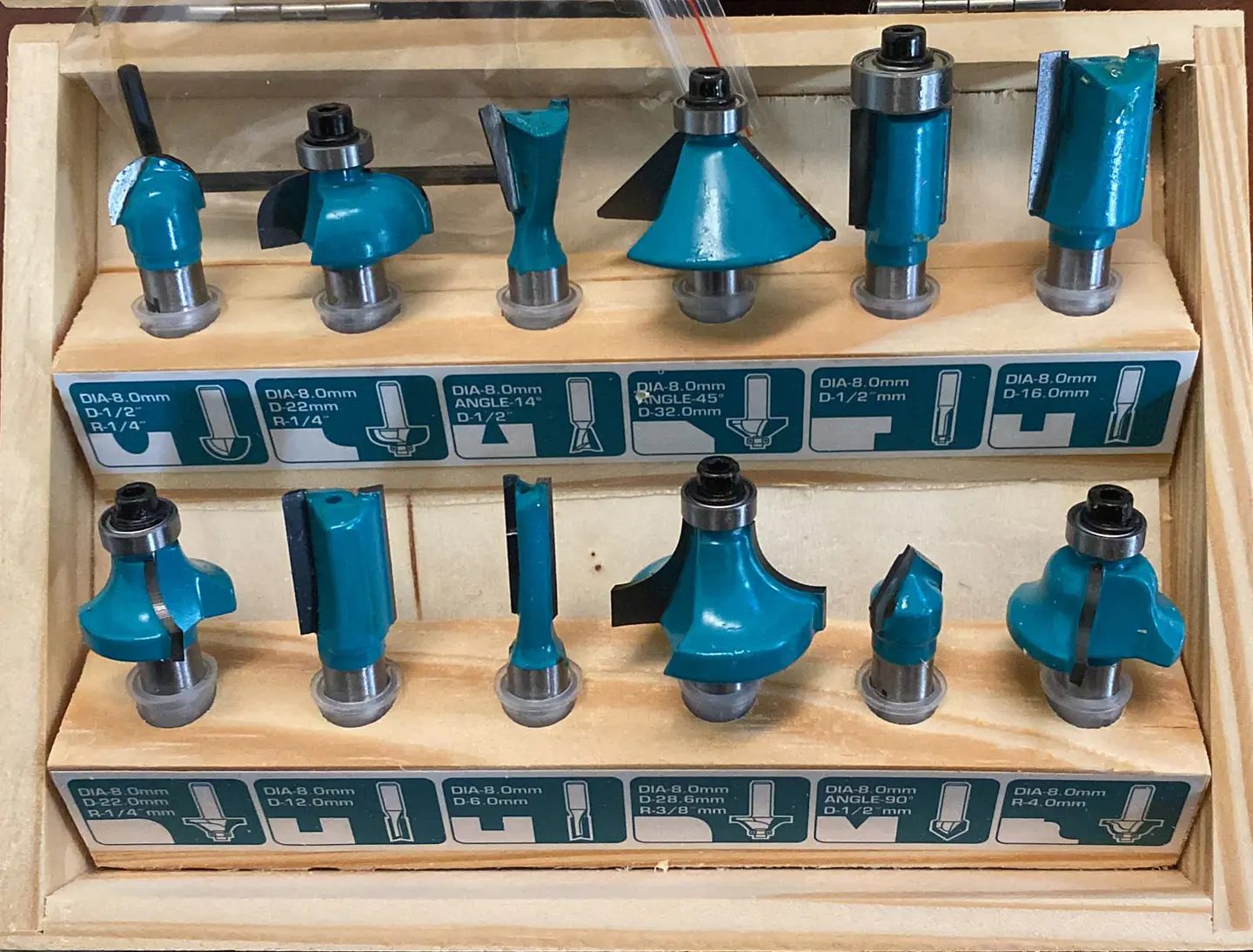 Kit Set Juego De Fresas 12 Piezas 8mm Tupi Router Total  2