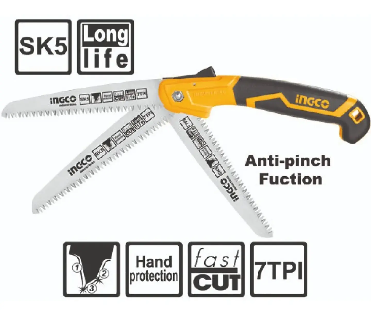 Sierra Serrucho Yeso Multiuso Plegable 7 Plgs Ingco Hfsw1808 3