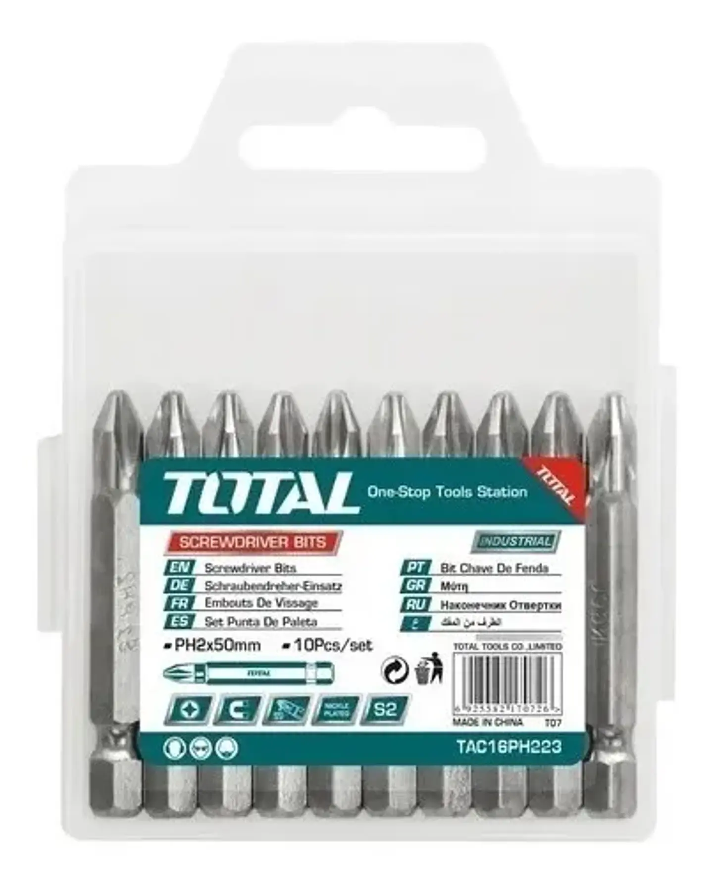 Juego Puntas Phillips Hexagonal S2 Ph2 10pc Magnetico Total 2