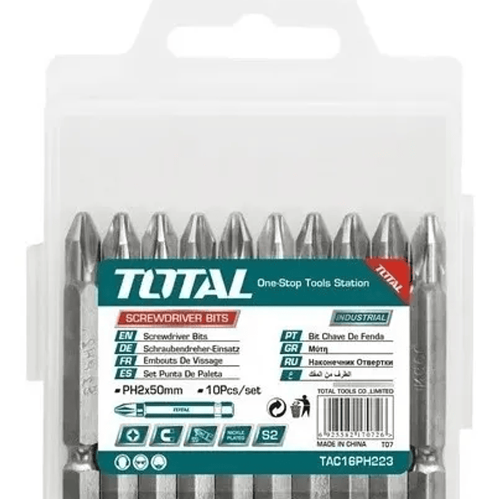 Juego Puntas Phillips Hexagonal S2 Ph2 10pc Magnetico Total 2