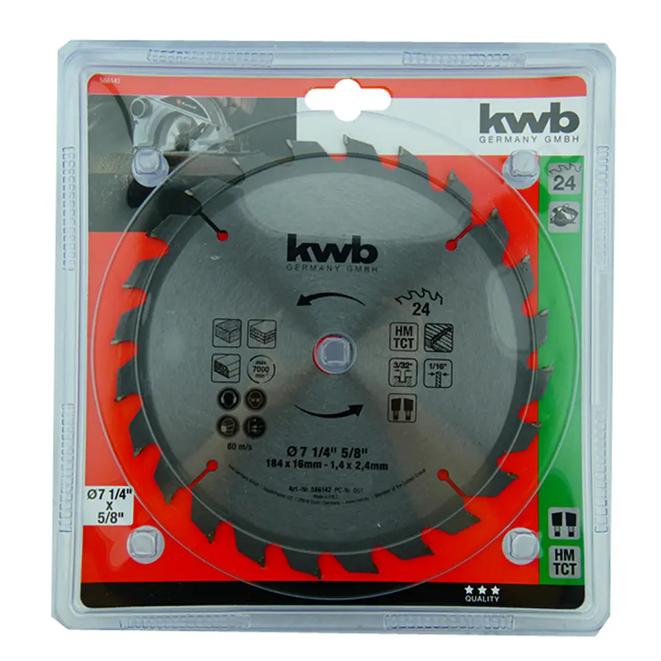 Disco Sierra Circular 7 1/4 Pulgadas 24 Dientes Kwb 586142 1