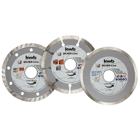 Pack 3 Disco Diamantado Turbo Segmentado 115mm Corte Kwb 