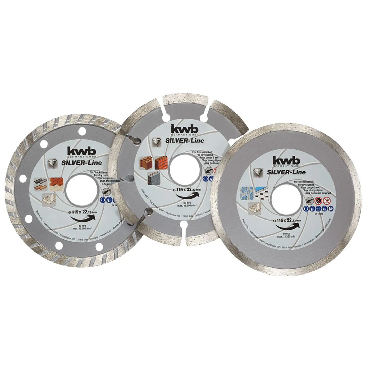 Pack 3 Disco Diamantado Turbo Segmentado 115mm Corte Kwb  1