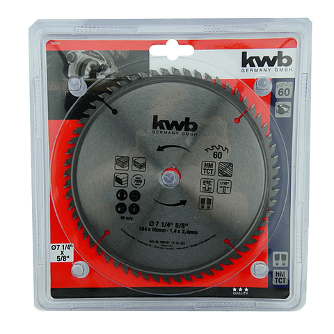 Disco Sierra Circular 7 1/4 Pulgadas 60 Dientes Kwb 586161