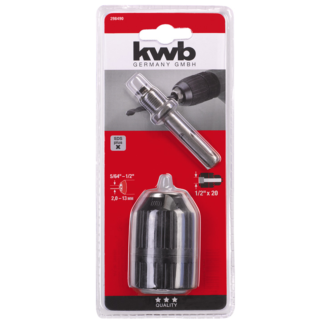 Mandril Taladro 13mm + Adaptador Sds Plus Kwb 298490 1