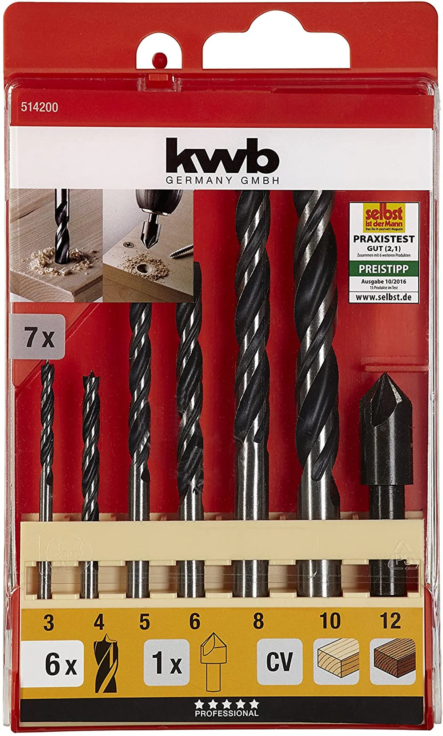 Kit Set Juego Brocas Para Madera 7 Piezas Kwb 514200 1