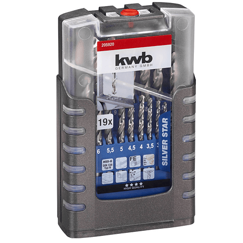 Set Juego Brocas Para Metal 19 Piezas Hss Kwb 205920