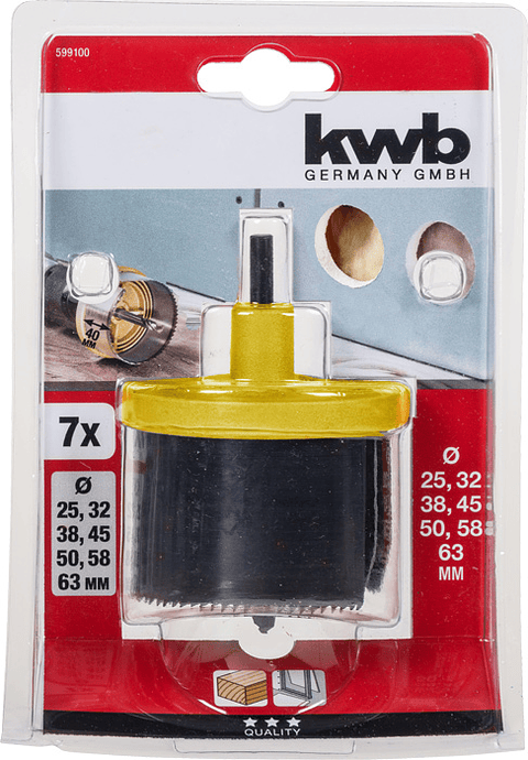 Juego Hoja Broca Sierra Copa 7 Pcs Madera Plastico Yeso Kwb