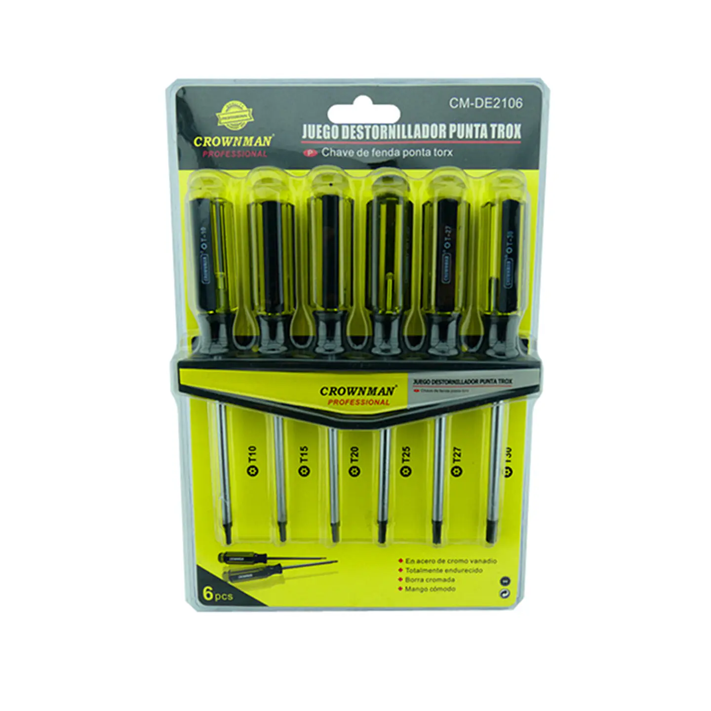 Kit Juego De Destornilladores Torx Estrella 6 Pieza Crownman 1