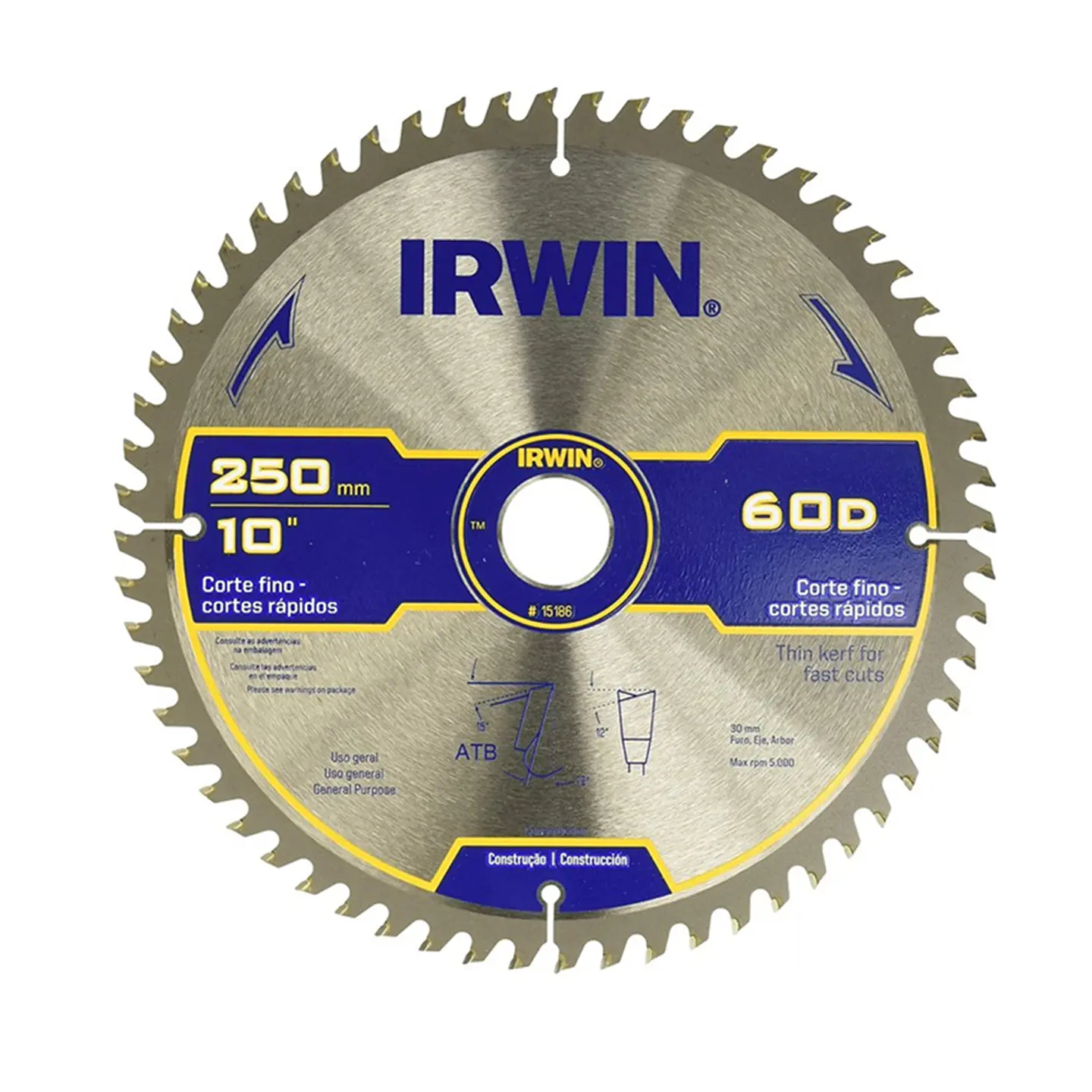 Disco De Corte 10 Pulgadas 60 Dientes Irwin 15186 1