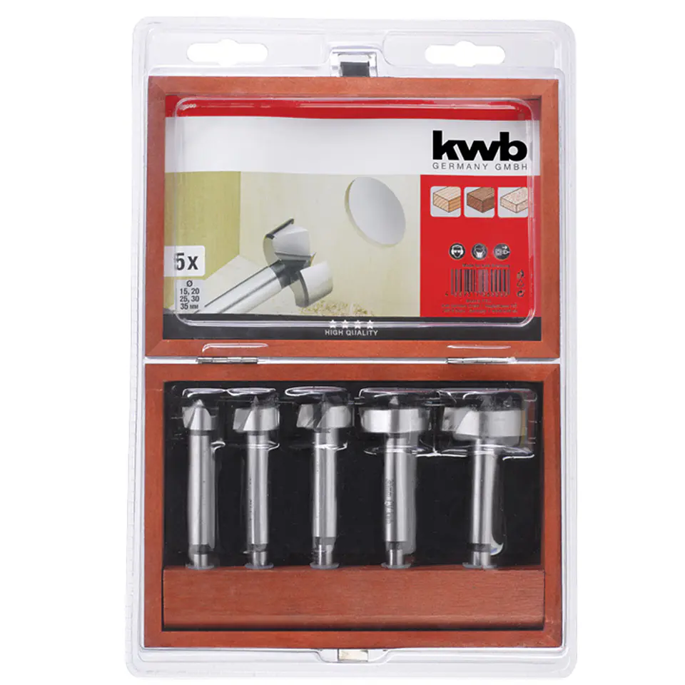 Set Juego De Brocas Forstner Para Madera 5 Piezas Kwb 706000 2