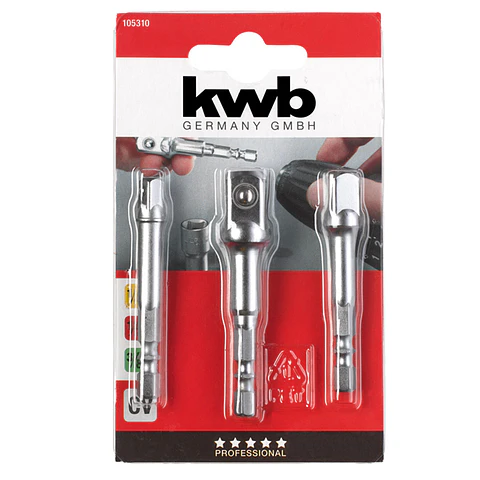 Juego 3 Adaptadores Dados Cuadrante 1/2 3/8 1/4 Kwb 105310