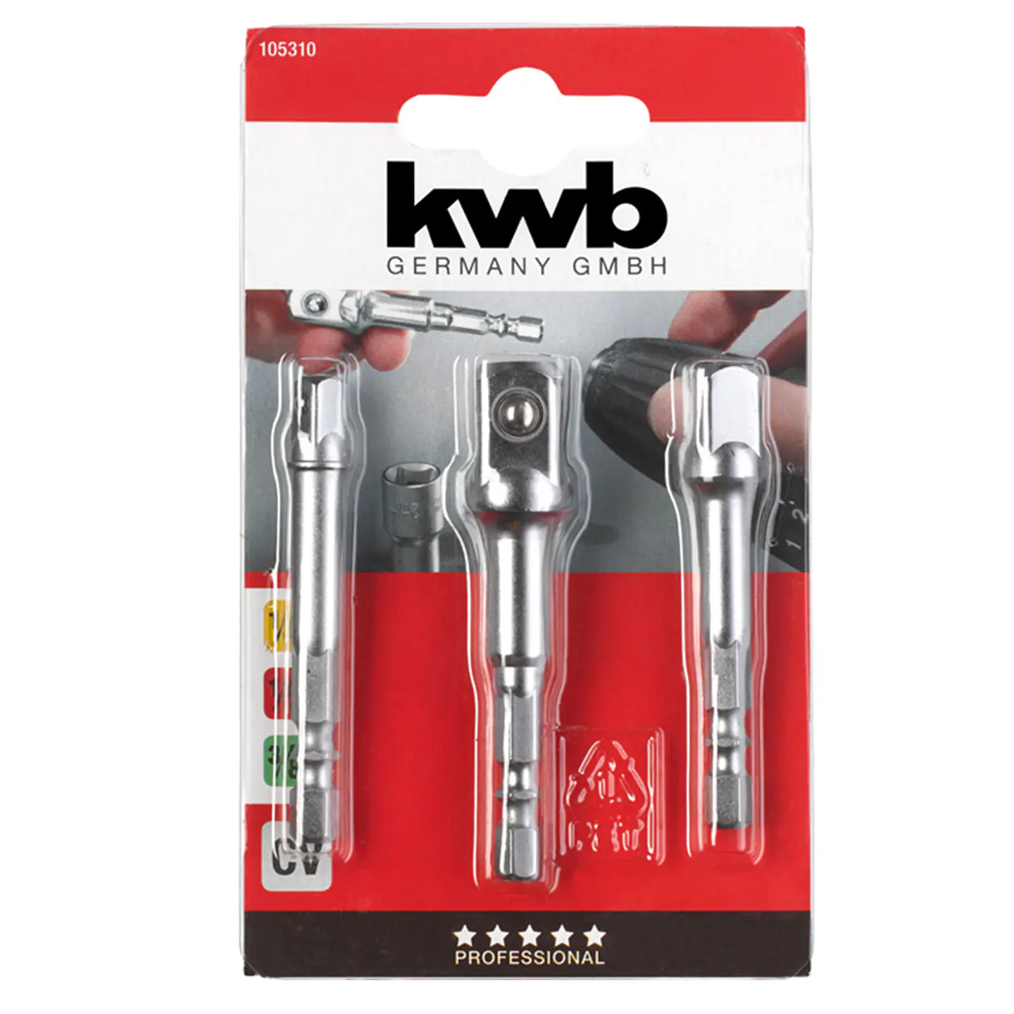 Juego 3 Adaptadores Dados Cuadrante 1/2 3/8 1/4 Kwb 105310 2