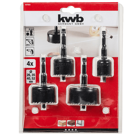 Kit Juego Hoja Broca Sierra Copa P/ Madera 4 Pcs Kwb 497900