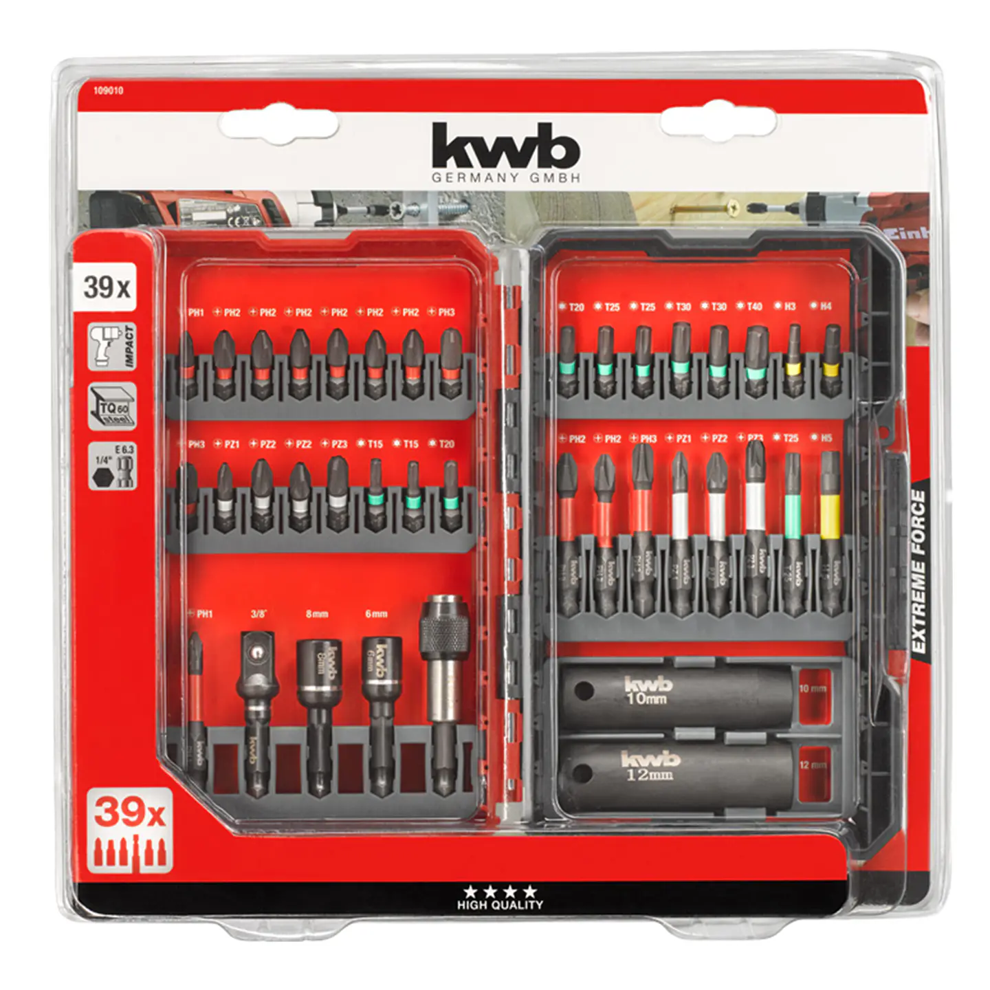 Set Juego De Puntas De Impacto Einhell 39 Piezas Kwb 109010 2