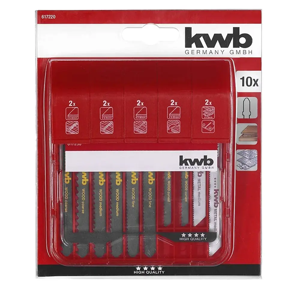 Set 10 Hojas Para Sierra Caladora Madera - Metal Kwb 617220 2