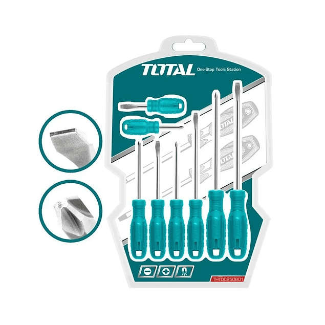 Kit Set Juego Destornilladores 8 Piezas Total Thtdc250801