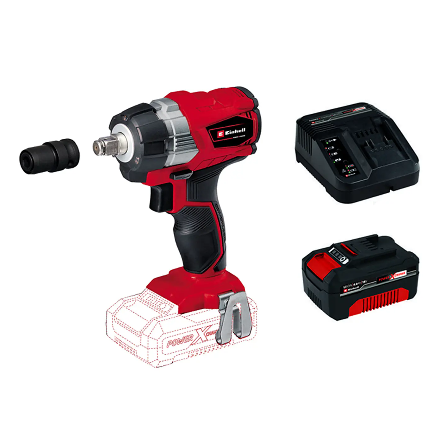 Taladro Pistola Llave Impacto 1/2 18v Bat + Cargador Einhell 1