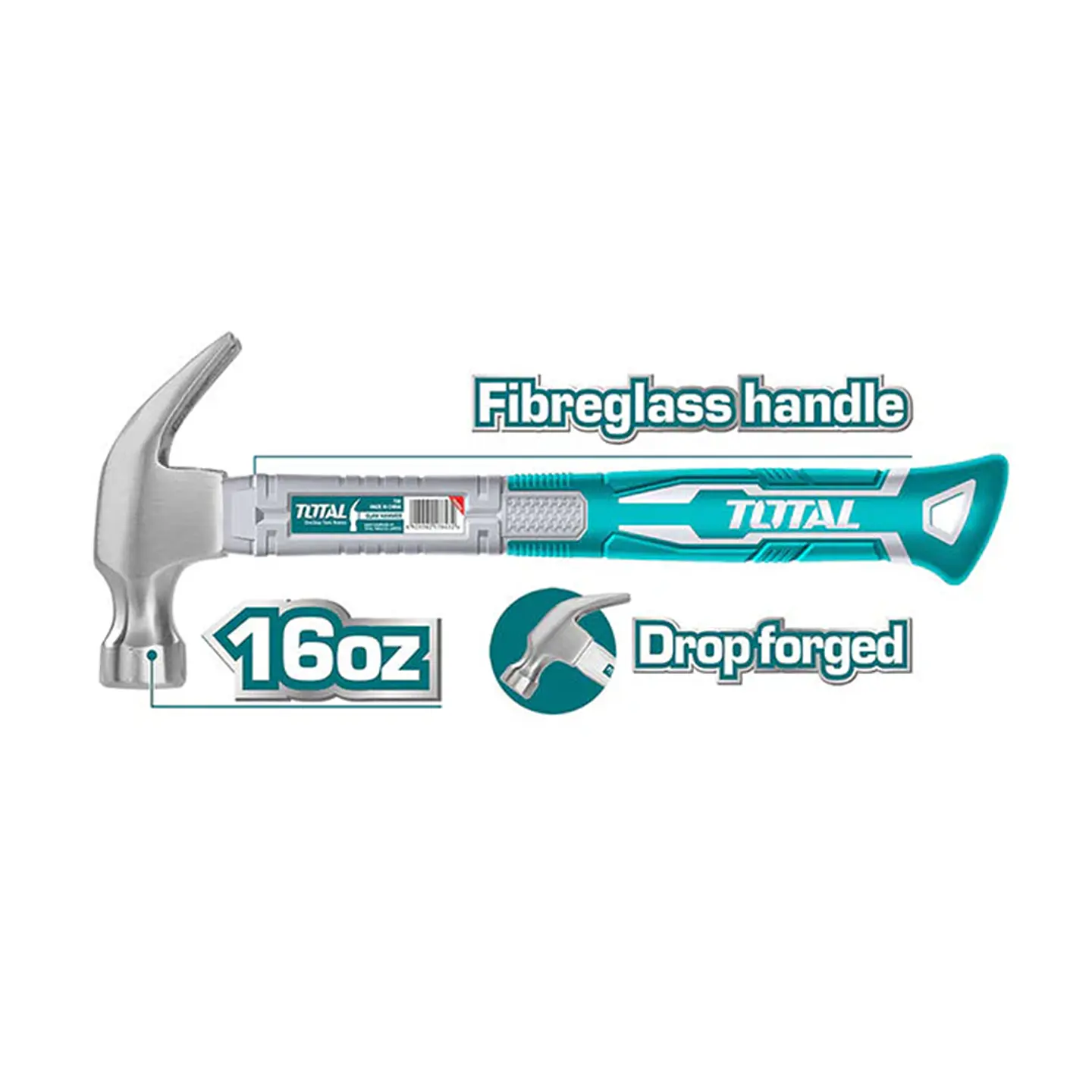 Martillo Carpintero Mango De Fibra 16oz Total Thts7316 2