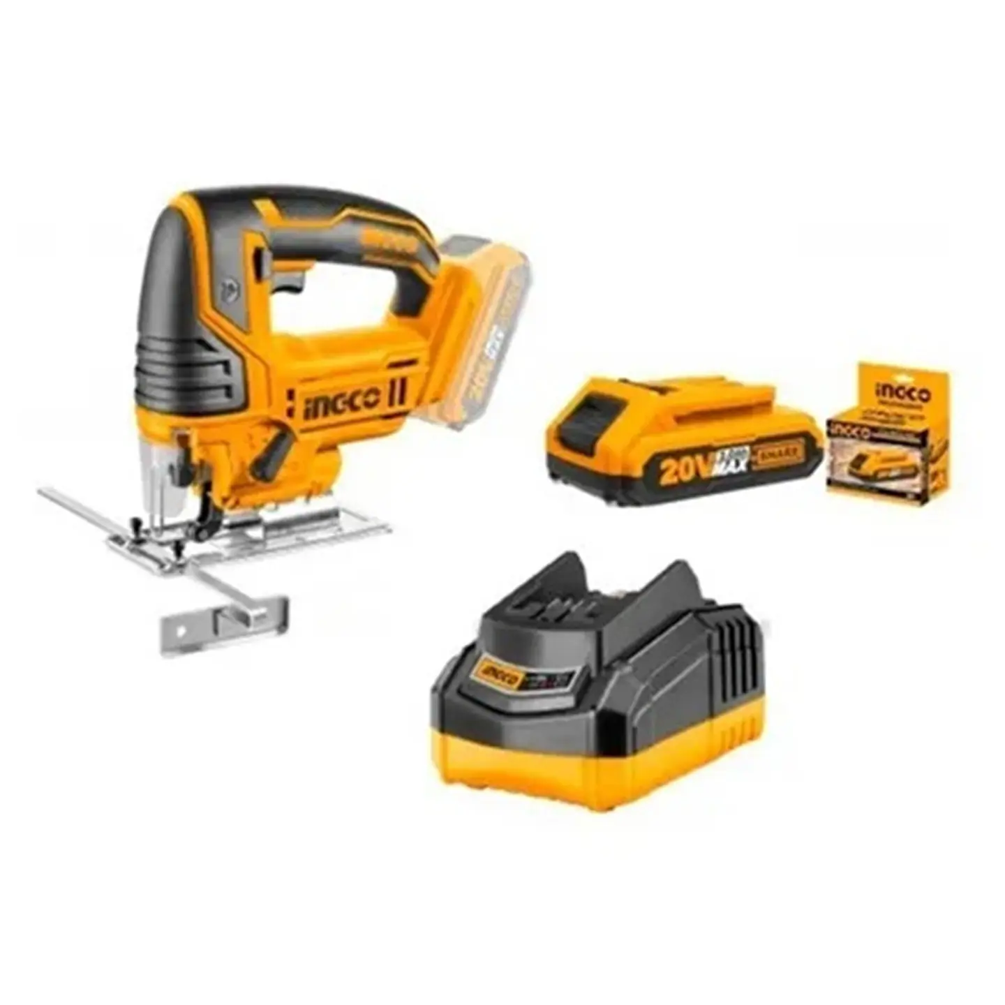 Sierra Caladora Inalambrica 20v C/5 Hojas Carg + Bat Ingco 1