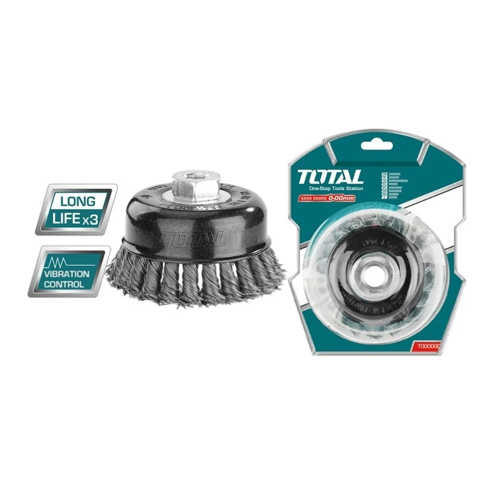 Escobilla Copa Trenzada Torcida 75mm Esmeril Total Tac32035 2