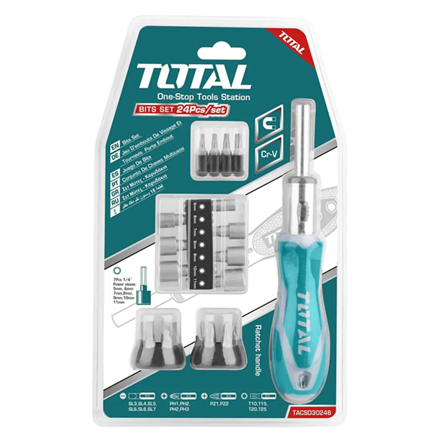 Kit Set Juego Destornillador 24 Piezas Total Tacsd30246 1