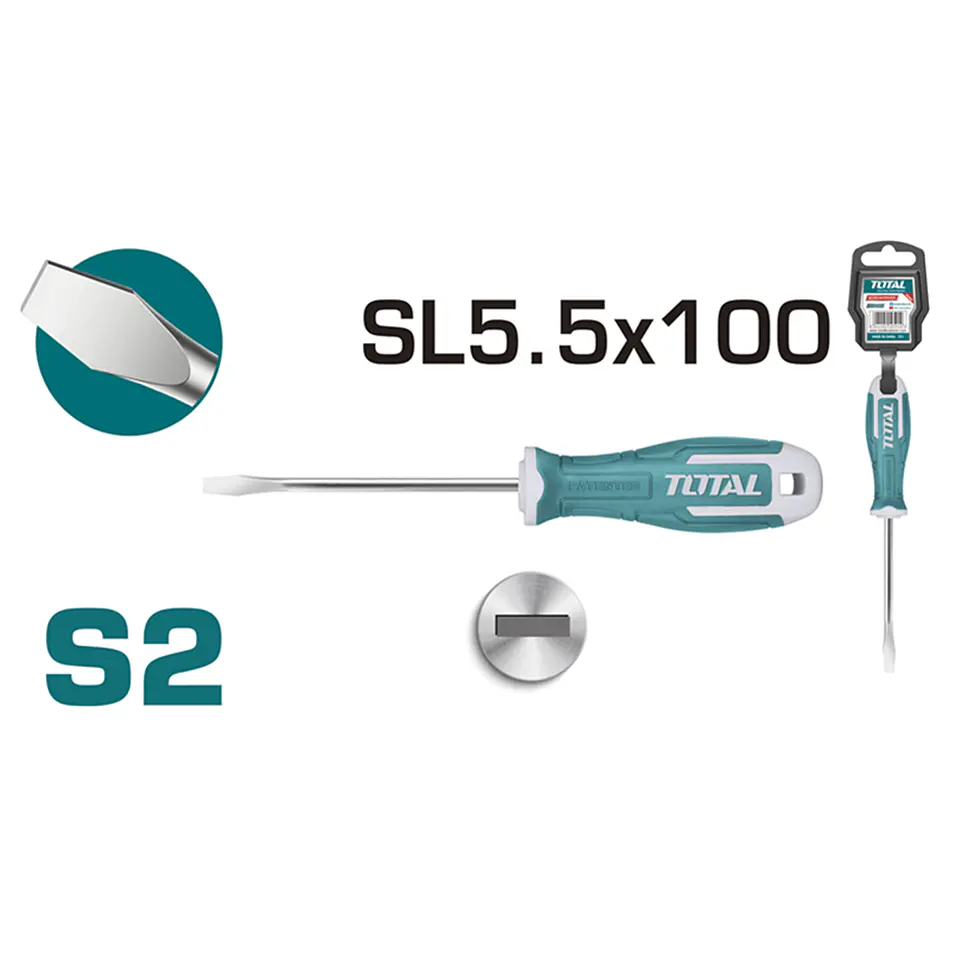 Destornillador Paleta S2 Sl5.5 100mm Total Tht265100 2