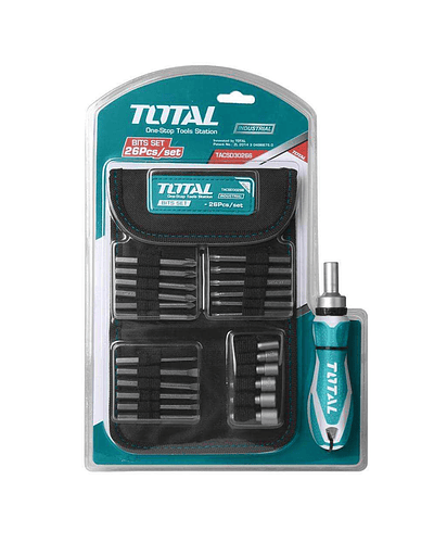 Kit Set Destornillador Ratchet 26 Piezas Total Tacsd30266