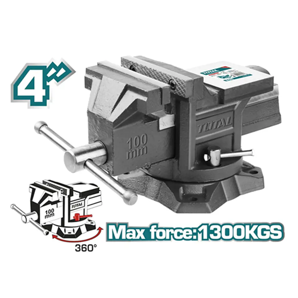 Tornillo De Banco Mecanico Base Giratoria 4 Pulgadas Total 2