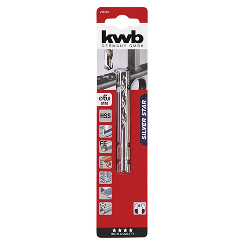 Broca Para Metal Hss 6.0mm Kwb 206560 1