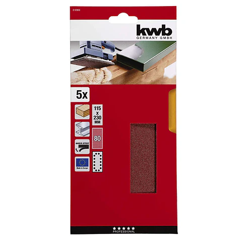 5 Hojas De Lija Abrasivas 115x230mm Grano 80 Kwb