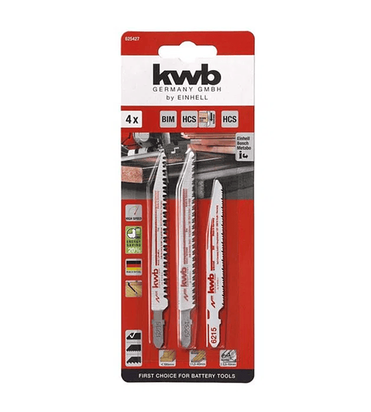 Set Repuesto Hoja Para Sierra Caladora 4 Pcs Kwb 625427