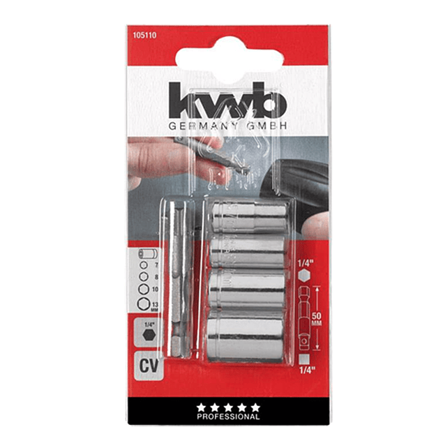 Kit Dados Y Adaptador Para Taladro 5 Piezas Kwb 105110