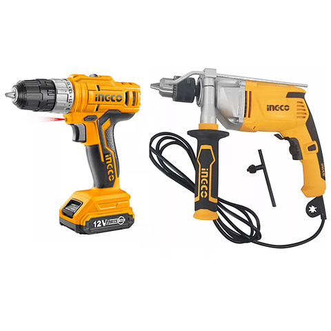 Taladro Percutor 1100w + Taladro Atornillador 12v Ingco