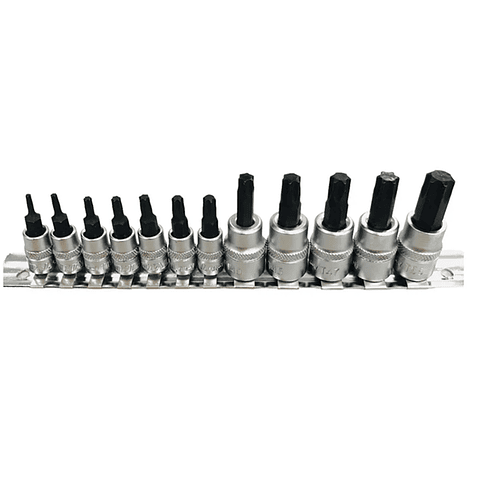 Kit Juego De Dados De Punta Torx 1/4 Y 3/8 12 Piezas Total