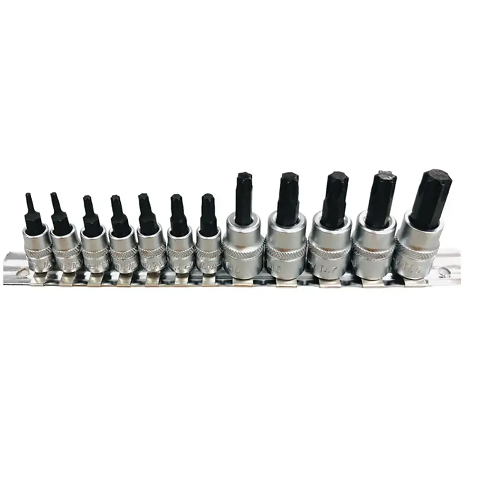 Kit Juego De Dados De Punta Torx 1/4 Y 3/8 12 Piezas Total 1