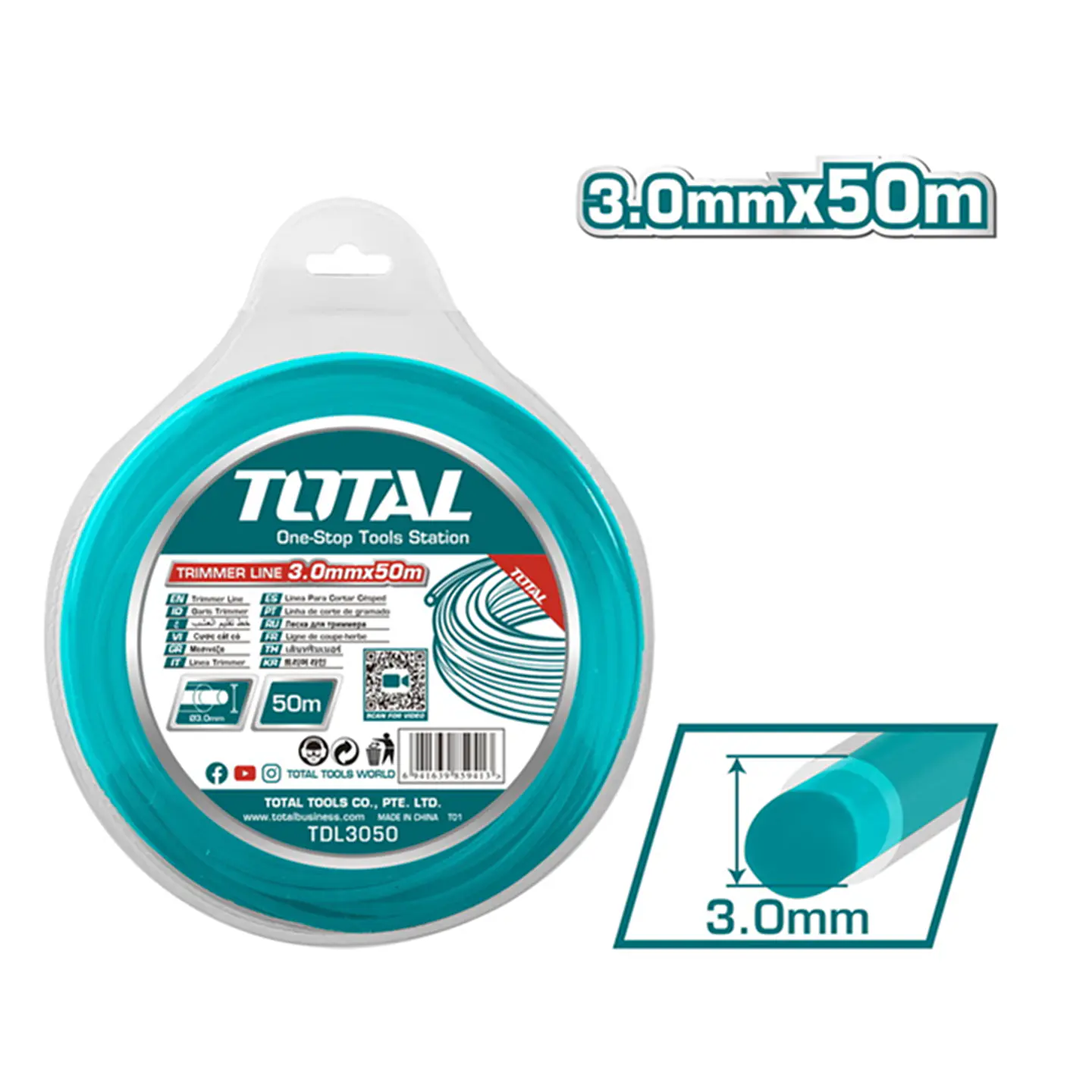 Hilo Nylon P/ Orilladora Para Pasto 3mm X 50 Mts Total 2