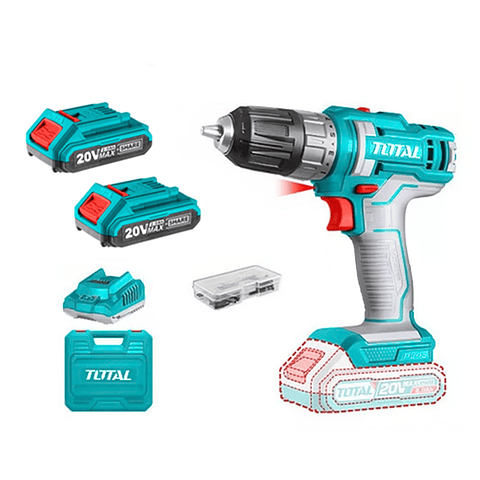 Taladro Atornillador Inalambrico 20v 10mm Total Tdli200528