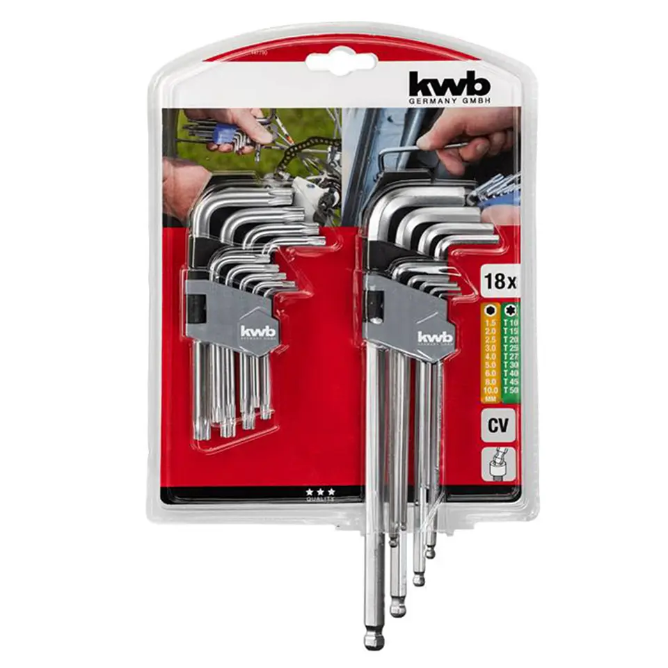 Kit Juego De Llaves Allen Hexagonal Y Estrella 18 Pcs Kwb 1