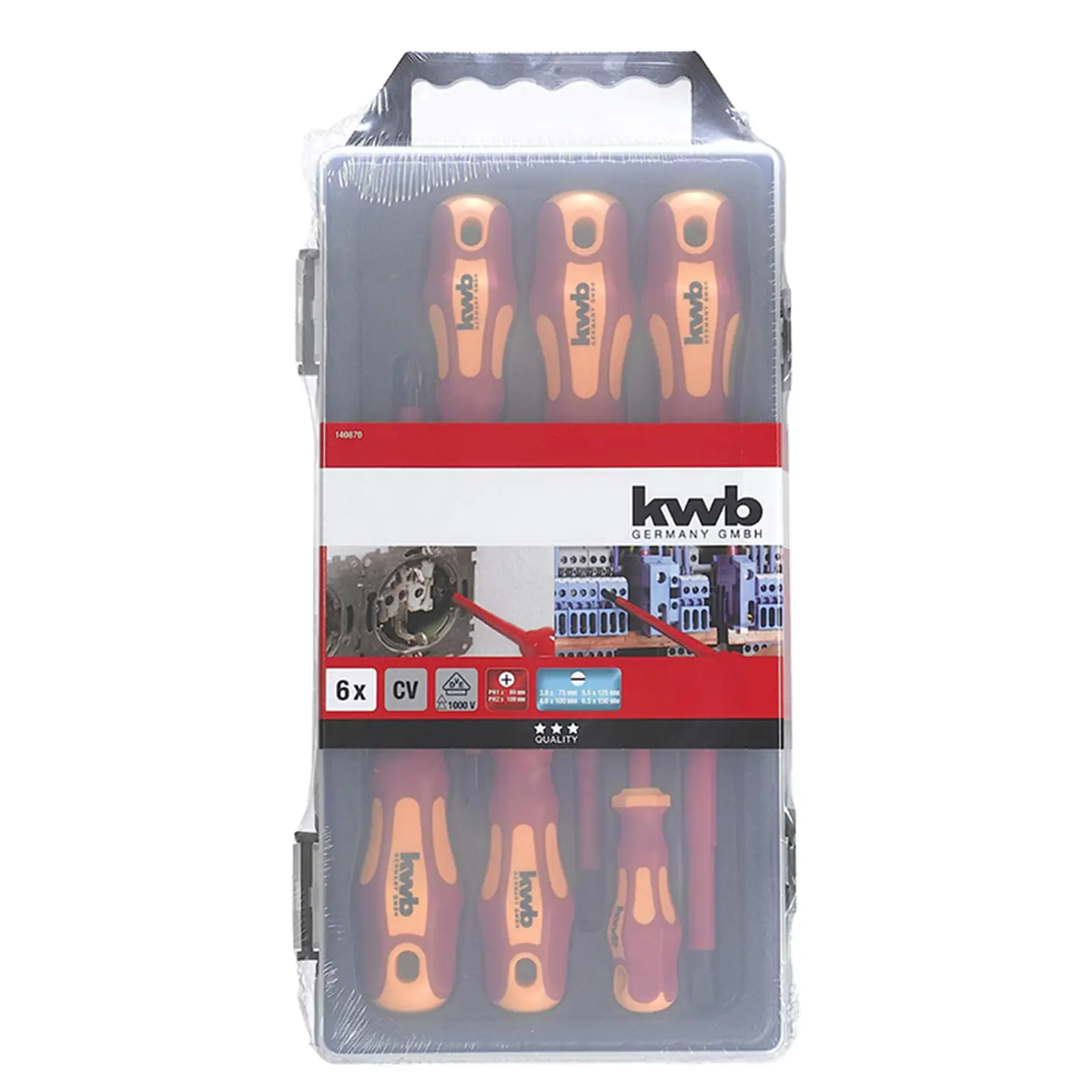 Kit Juego Destornilladores Electricos Aislados 6 Piezas Kwb 2
