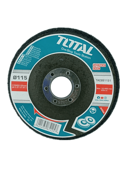 Disco De Esponja 115mm Pulir Acero Inox Madera Mármol Total