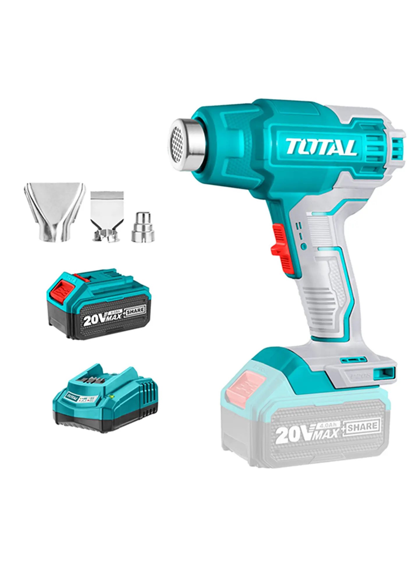 Pistola De Calor Inalámbrica 20v Bat+ Carg Total Tbli2002 1