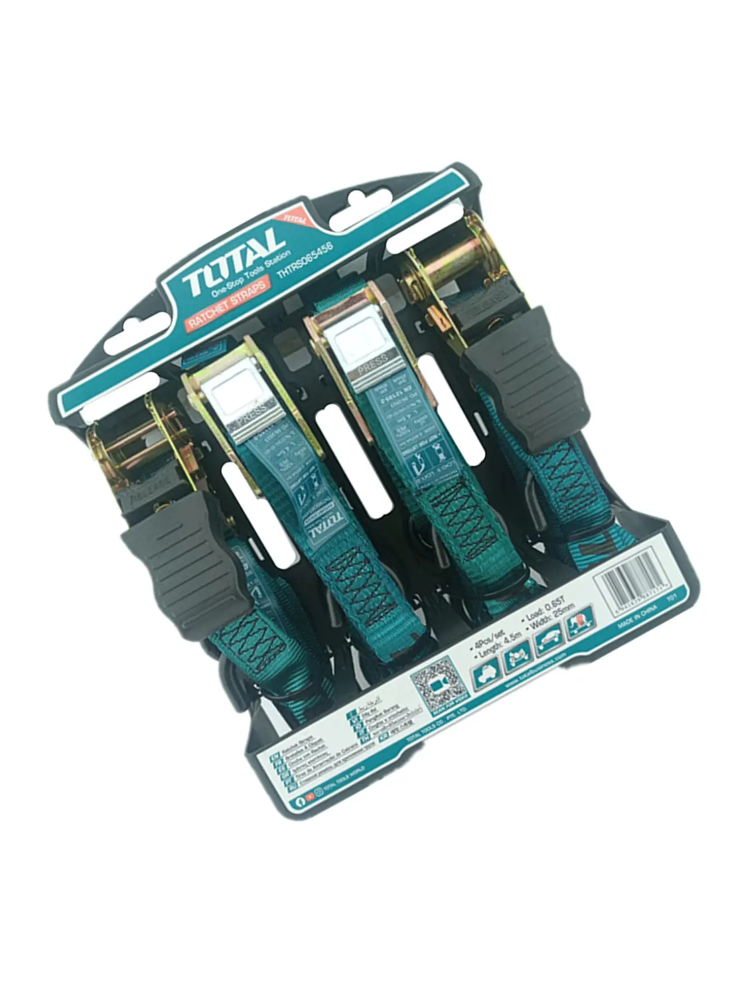 Juego 4 Eslinga Cinta Amarre Ratchet Hebilla 4.5m X 25mm  3