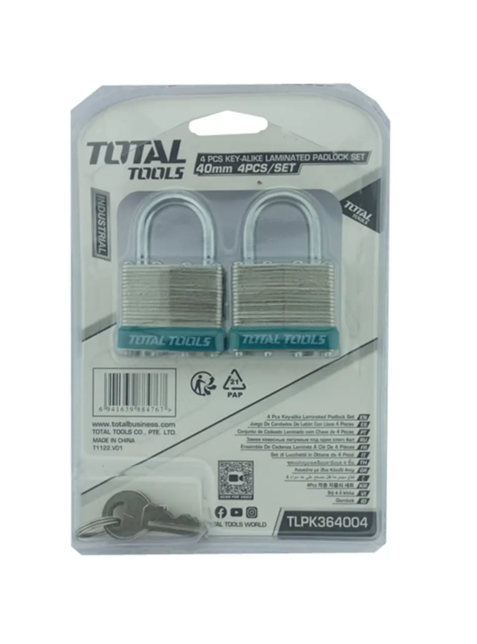 Juego 4 Candado De Seguridad 40 Mm Total Tlpk364004 3