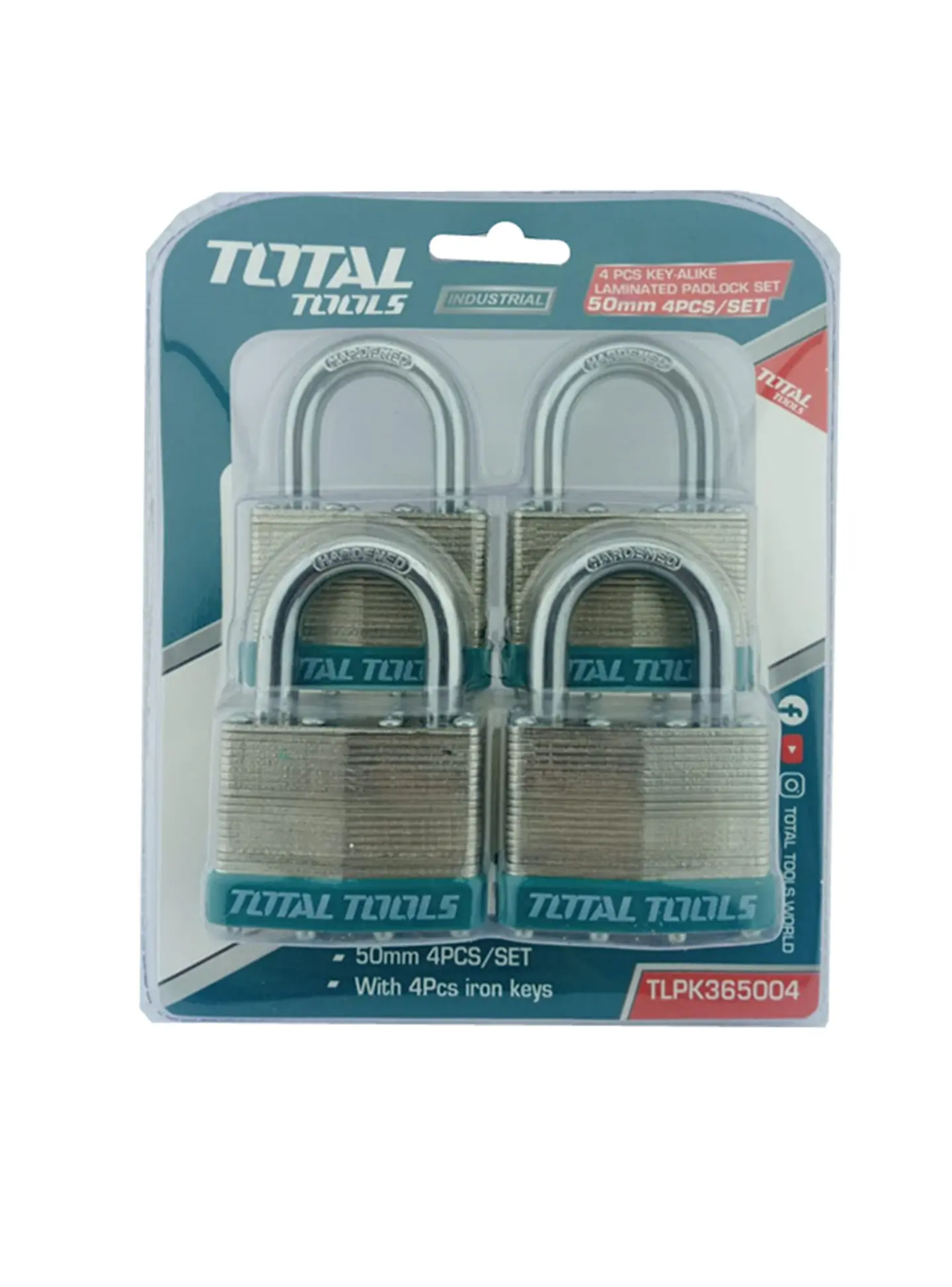 Juego 4 Candado De Seguridad 50 Mm Total Tlpk365004 2