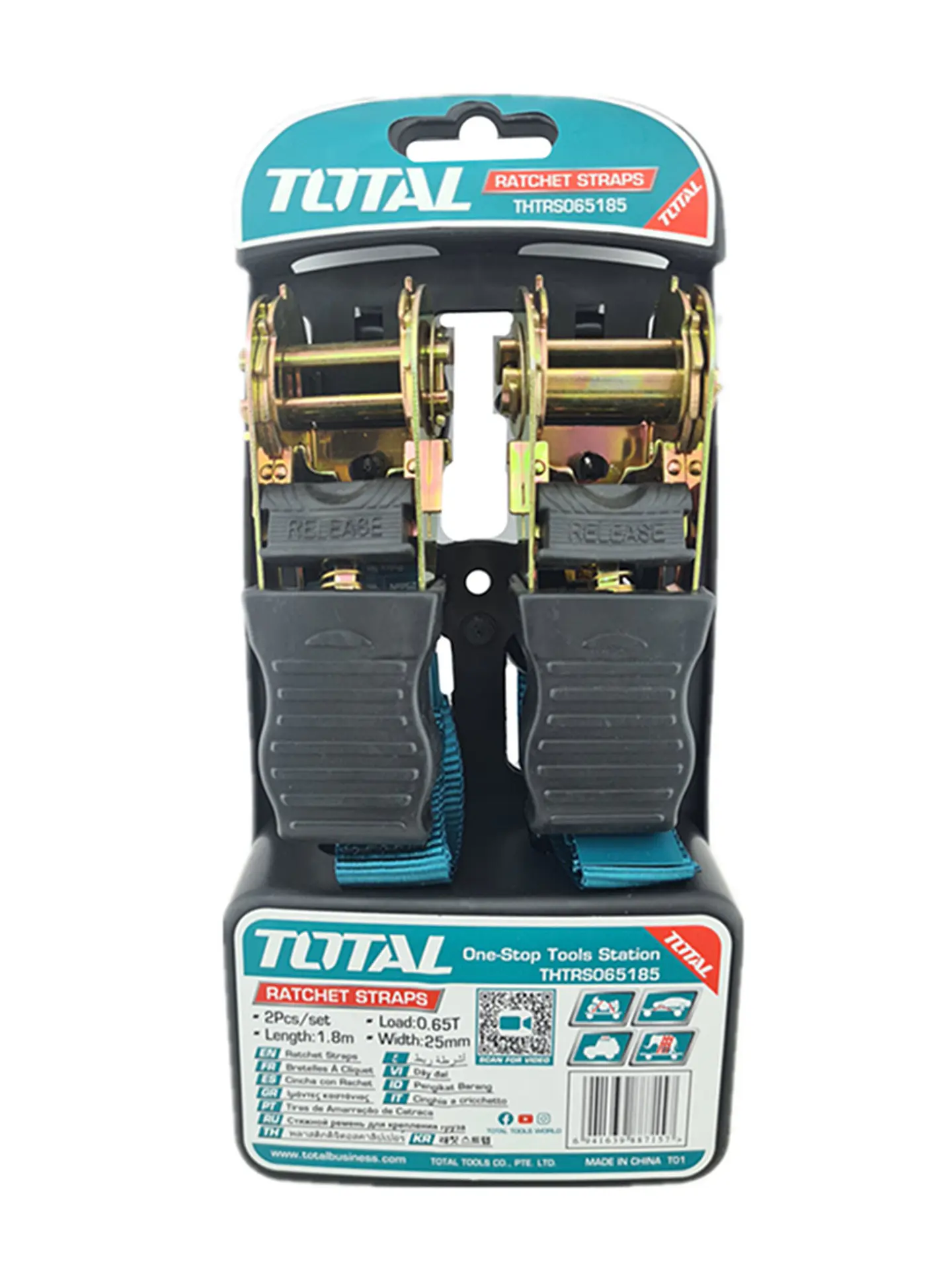 Juego 2 Eslinga Cinta Amarre Con Ratchet 1.8m X 25mm Total 1