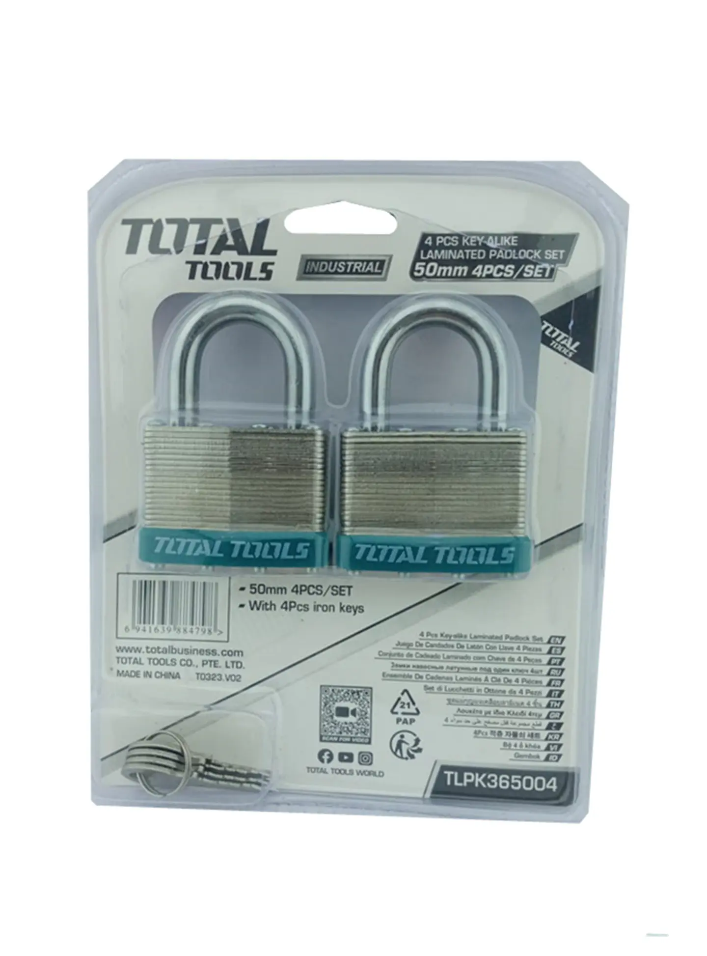 Juego 4 Candado De Seguridad 50 Mm Total Tlpk365004 3