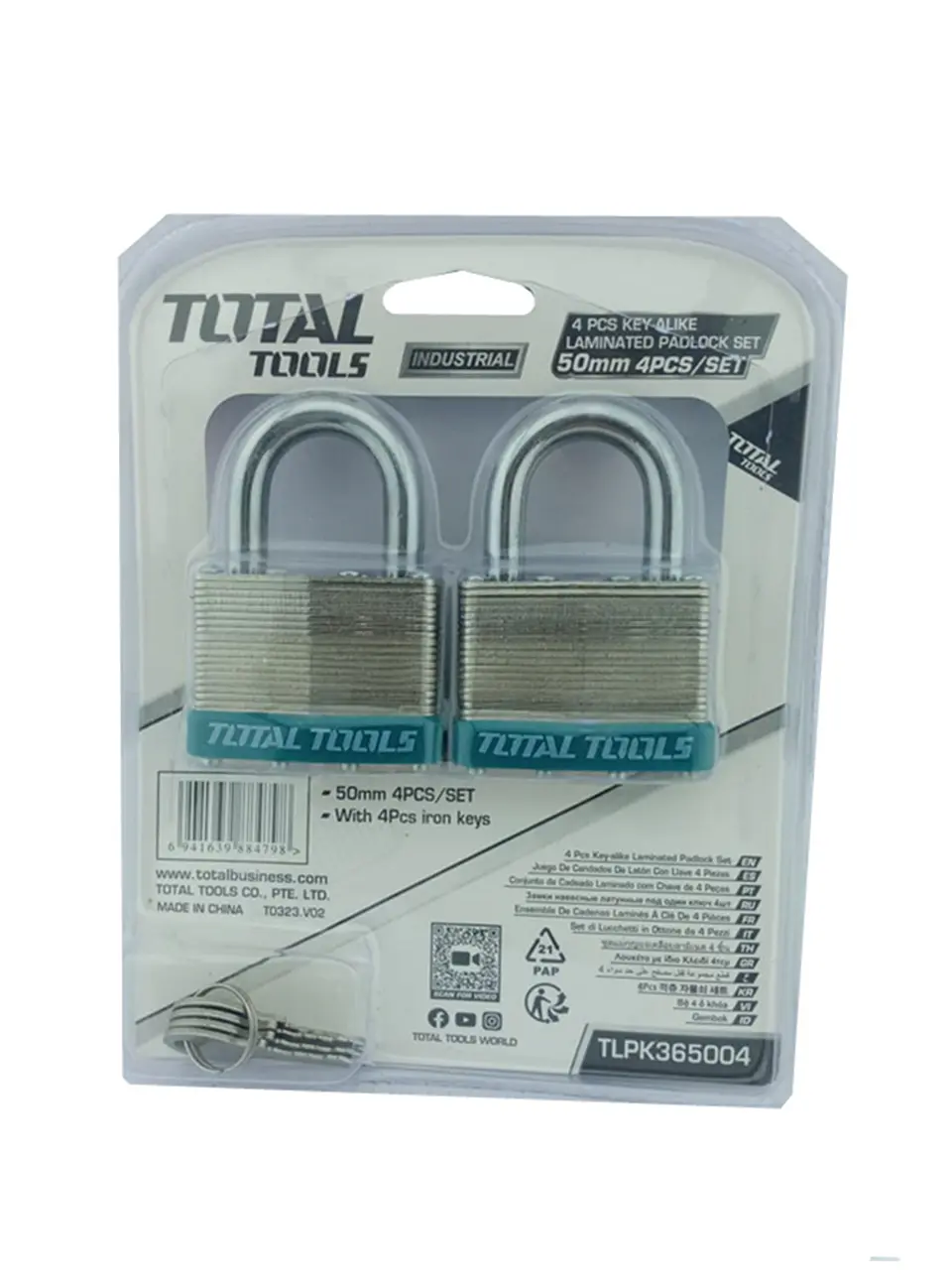 Juego 4 Candado De Seguridad 50 Mm Total Tlpk365004 3